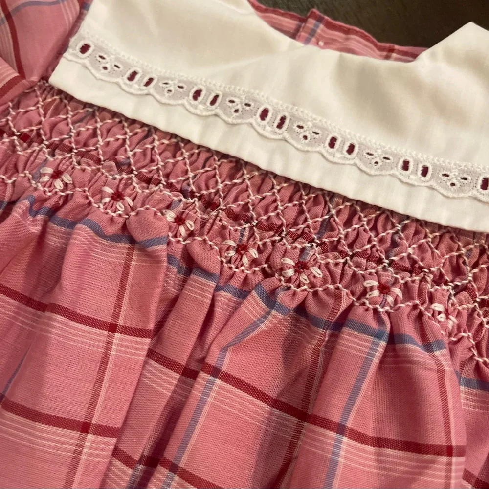 Vintage plaid smocked dress/top  6-12‎ months